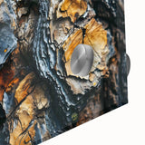 Large abstract wall art featuring close-up tree designs in muted greens on acrylic glass, suited for dining room ambiance.