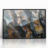 Large abstract wall art featuring close-up tree designs in muted greens and browns on a framed acrylic.