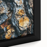 Extra large framed canvas featuring a close-up of a tree in black with colorful, textured brush strokes.