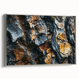 Framed canvas featuring a close-up of trees in muted black and silver, ideal for a vintage-inspired office.