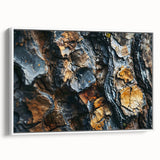 Framed canvas of a vintage poster art featuring close-up views of trees in vibrant green tones, ideal for living room decor.