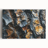 Black and white close-up photograph of tree bark textures on a large stretched canvas, suitable for kitchen wall art.