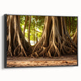 Black and white framed canvas of a detailed tree landscape, ideal for bedroom wall decor.
