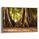 Framed canvas featuring a close-up view of tree branches in black and white, ideal for bedroom wall art.