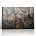 Large abstract wall art featuring a close-up of tree bark in muted gray tones, framed in black acrylic.