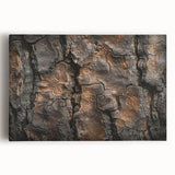 Black and white close-up photo of tree bark on a large stretched canvas, ideal for kitchen wall art.