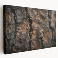 Close-up image of tree bark on a large stretched canvas, featuring detailed textures in earthy brown tones.