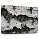 Close-up of a tree with intricate bark details on acrylic glass, using earthy brown and green tones.