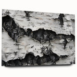 Close-up of tree branches on large acrylic glass, featuring muted green and brown tones.