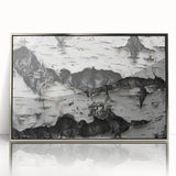 Mid-century modernist art featuring close-up of trees in silver acrylic frame, ideal for nursery wall decor.