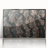 Mid-century modernist art of close-up tree designs in silver framed acrylic, ideal for nursery wall decor.