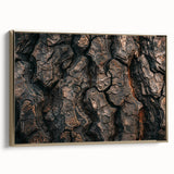 Framed canvas featuring a close-up view of trees in black and gold tones, ideal for bedroom wall decor.