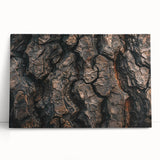 Black and white close-up photo of tree bark on a large stretched canvas, ideal for kitchen wall art or bedroom ambiance.