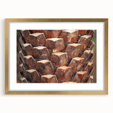 Extra large abstract art print featuring textured close-ups of trees in gold frame, ideal for living room decor.