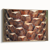 Close-up landscape art painting of trees on a gold-framed canvas, in muted earth tones, ideal for bedroom wall decor.