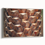 Framed canvas featuring a close-up of trees in vibrant green and brown tones.