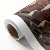 Art deco poster of stylized trees in muted green and brown tones on rolled canvas, ideal for nursery wall art.