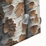 Large abstract wall art featuring close-up tree designs in muted green and brown tones on acrylic glass.