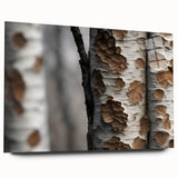 Close-up of tree bark in muted brown tones on large acrylic glass, ideal for bedroom or dining room art.