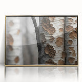 Large art print of close-up tree designs in gold frames, featuring mid-century modernist style, ideal for nursery wall decor.