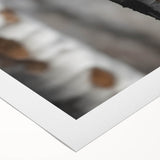 Art deco poster featuring close-up of trees in muted green and brown tones on rolled canvas, suitable for dining room wall.