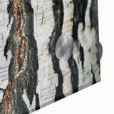 Mid-century modernist large abstract wall art featuring close-up trees in earth tones on acrylic glass.