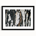 Extra large abstract art print featuring textured, colorful tree close-ups in a black frame, ideal for living room decor.