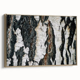 Vintage poster art of colorful trees on a black background, framed canvas, suited for living room decor.