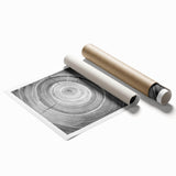 Close-up of tree branches in muted green and brown tones on a large rolled print, suitable for bathroom or living room decor.