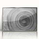 Mid-century modernist art depicting a close-up of trees, framed in silver acrylic, ideal for nursery wall decor.