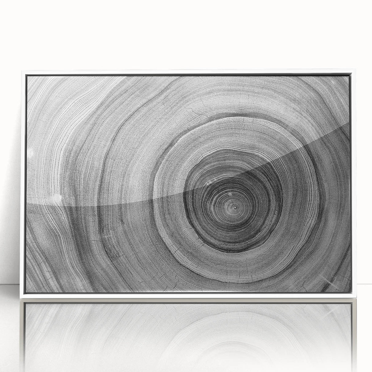 Art Deco style trees in muted green and white tones on a framed acrylic, ideal for modern nursery decor.