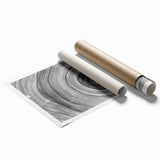 Close-up of tree branches in muted green and brown tones on a large rolled canvas, suitable for classy bathroom wall art.