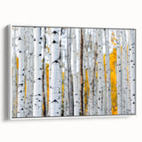 Framed canvas vintage poster art featuring close-up of trees in vibrant green tones, ideal for living room decor.