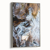 Framed canvas featuring a close-up of trees in vibrant green and brown tones.