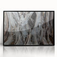 Large abstract wall art of close-up tree designs in black and white, framed in acrylic, suitable for modern art wall decor.