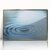 Close-up of water droplets on leaf print in gold frame, mid-century modernist style, suitable for nursery wall decor.