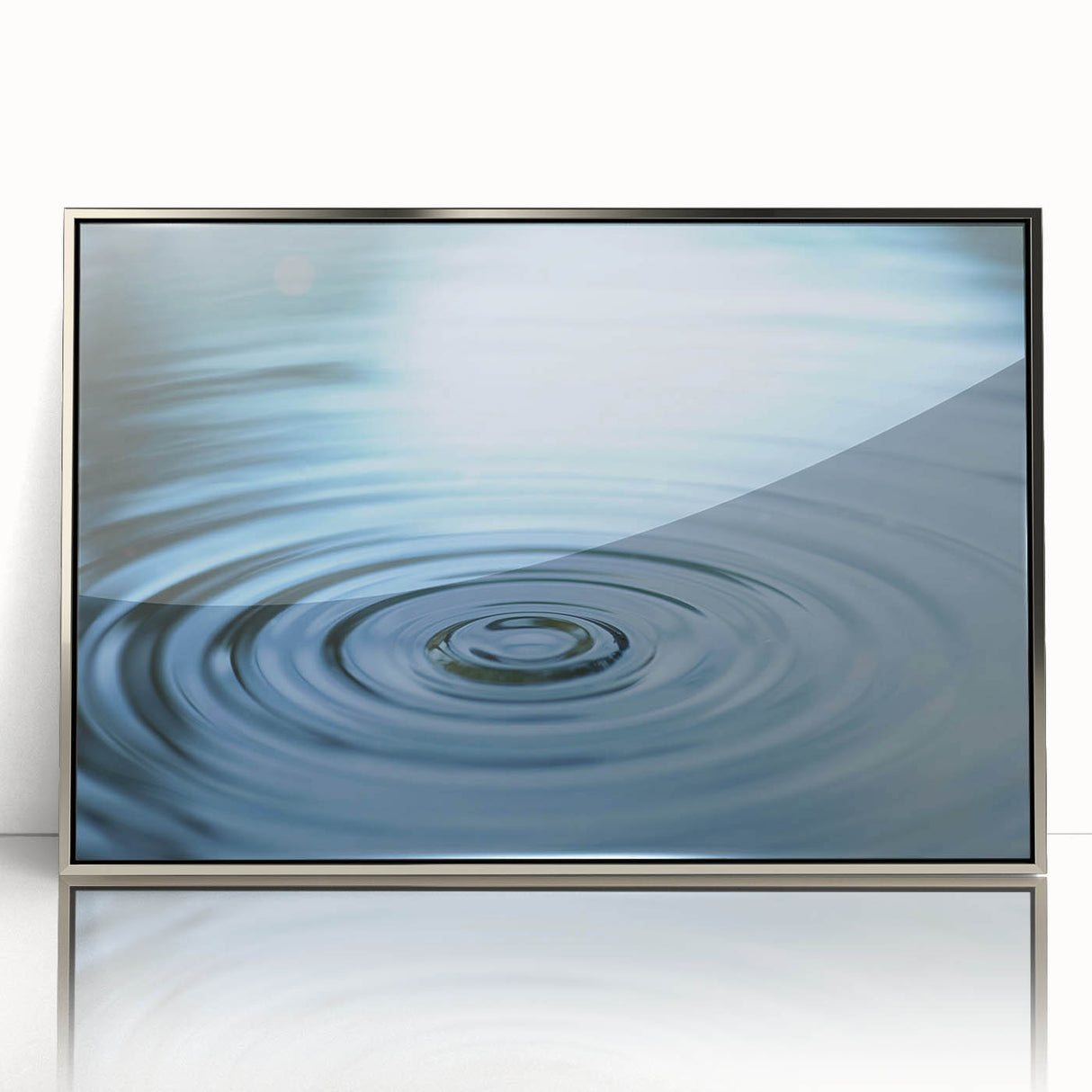Mid-century modernist art depicting close-up water design in silver framed acrylic, suited for modern nursery decor.