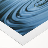Art deco poster of a close-up water design in blue tones on rolled canvas, ideal for dining room wall art.
