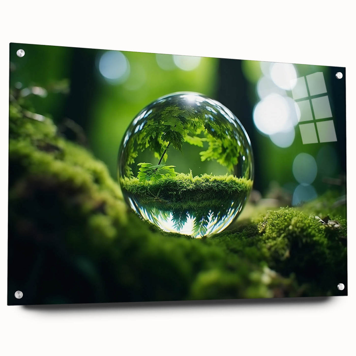 Close-up of water droplets on a surface, acrylic print in blue and gray tones, ideal for modern bedroom or dining room.