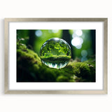 Textured art depicting abstract water ripples in silver frame, suited for bedroom ambiance.