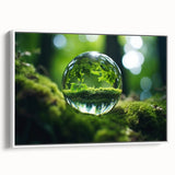 Vintage poster art of nature close-ups with vibrant water designs on a white framed canvas, ideal for living room decor.