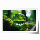 Close-up of water droplets on vibrant green leaves, rolled print, suitable for art wall dining room or classy bathroom.