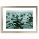 Textured art of abstract water design in muted blue tones on a framed silver mat, ideal for bedroom wall decor.