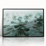 Large abstract wall art featuring swirling blue and green patterns on framed acrylic, suitable for modern living room decor.
