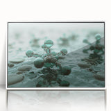 Acrylic print of a close-up water design in muted blue and white tones, framed in white, suitable for modern nursery decor.