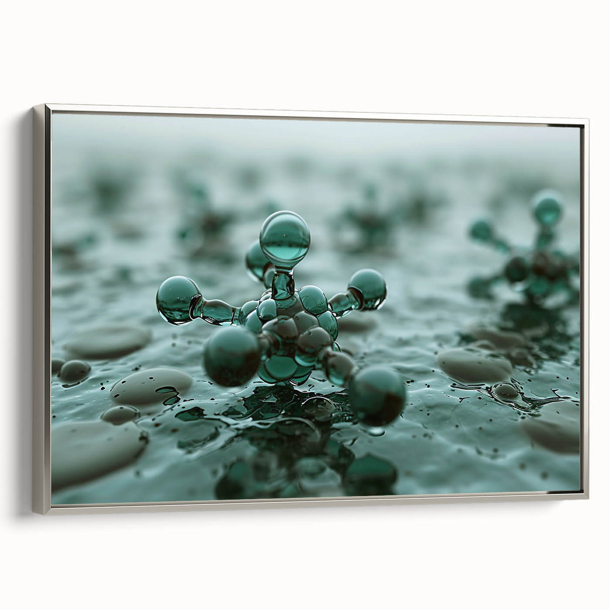 Framed canvas featuring a close-up landscape art painting with vibrant water design.