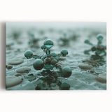 Black and white close-up photo of water droplets on a surface, printed on large stretched canvas, ideal for kitchen wall art.