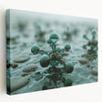 Close-up of water droplets on leaf, depicted in high detail on large stretched canvas, suitable for kitchen wall art.