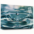 Close-up nature-inspired large abstract wall art on acrylic glass, featuring fluid water designs in blue and green tones.