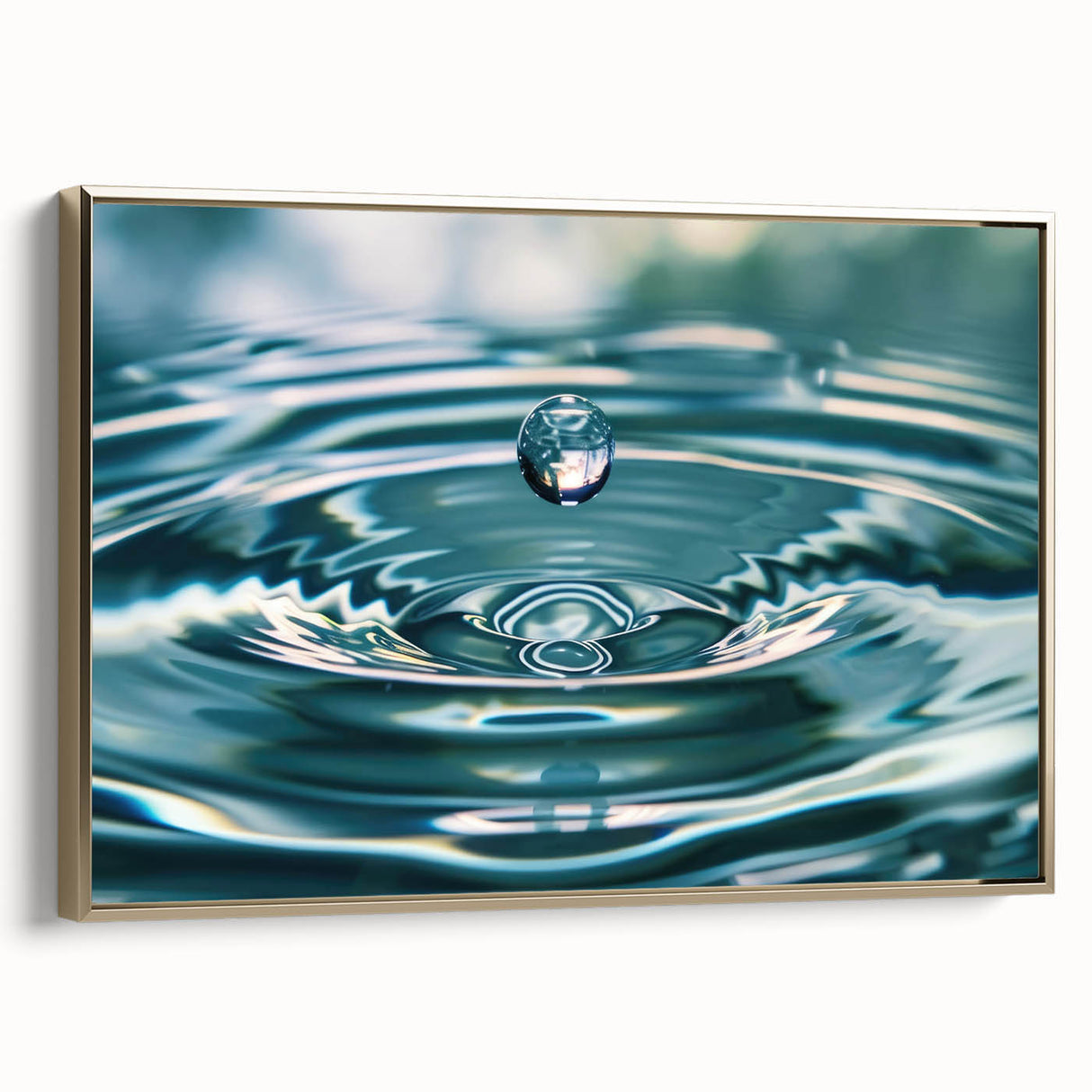 Framed canvas featuring a close-up water landscape in muted blue and gray tones, ideal for bedroom wall decor.